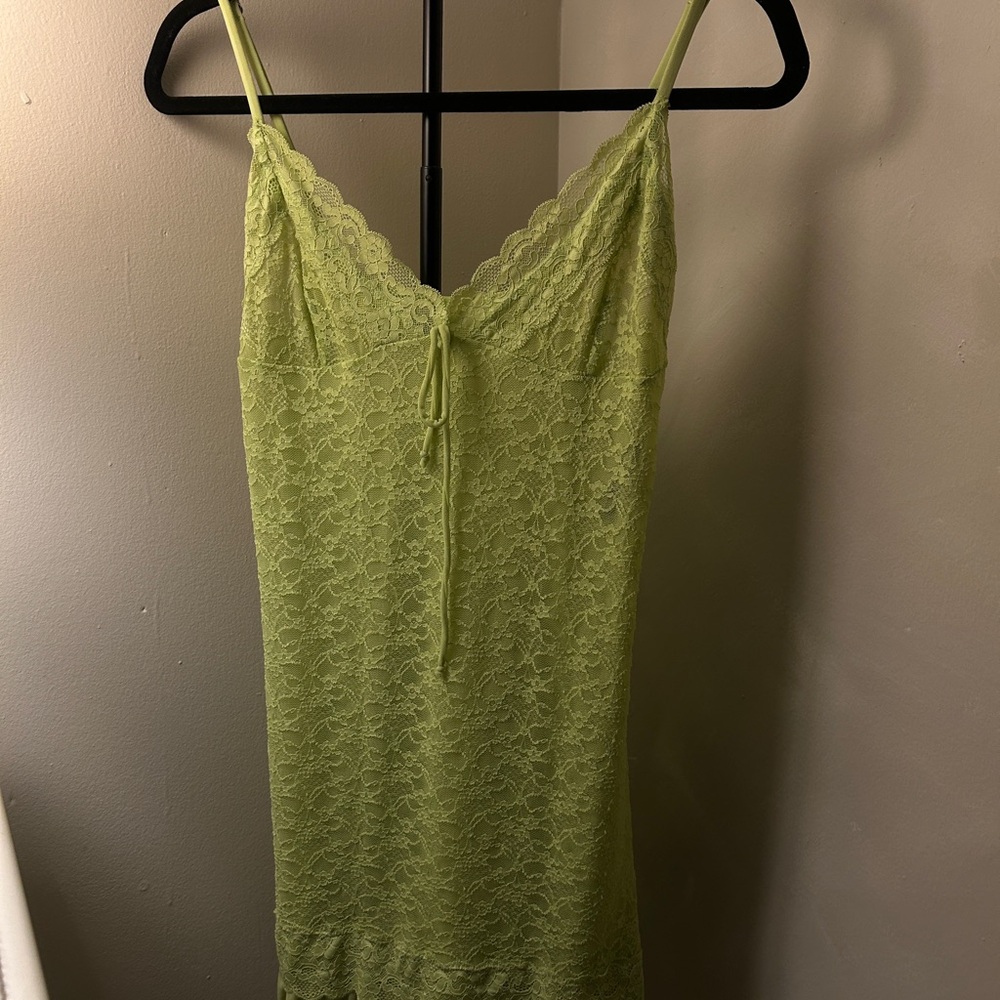 White Fox Boutique Lime Green Lace Mini Dress